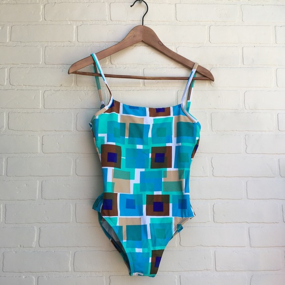 Vintage Other - Vintage Geometric Pattern One Piece Swimsuit